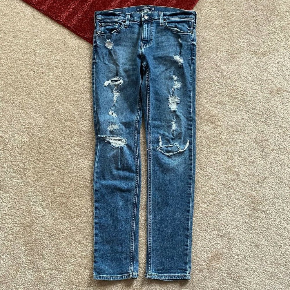 Hollister Mens w 30 L 32 Skinny Epic Flex Distressed Jeans Act W 31.5 x I 31 3/4